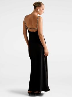 Forever New Presley Diamante Strap Satin Maxi Dress, Black - view 2, Black