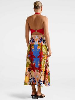 Forever New Romee Halterneck Midi Dress, Bright Havana - view 2, Bright Havana