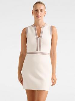 Forever New Sabrina Stripe Detail Knitted Mini Dress, Porcelain, Porcelain