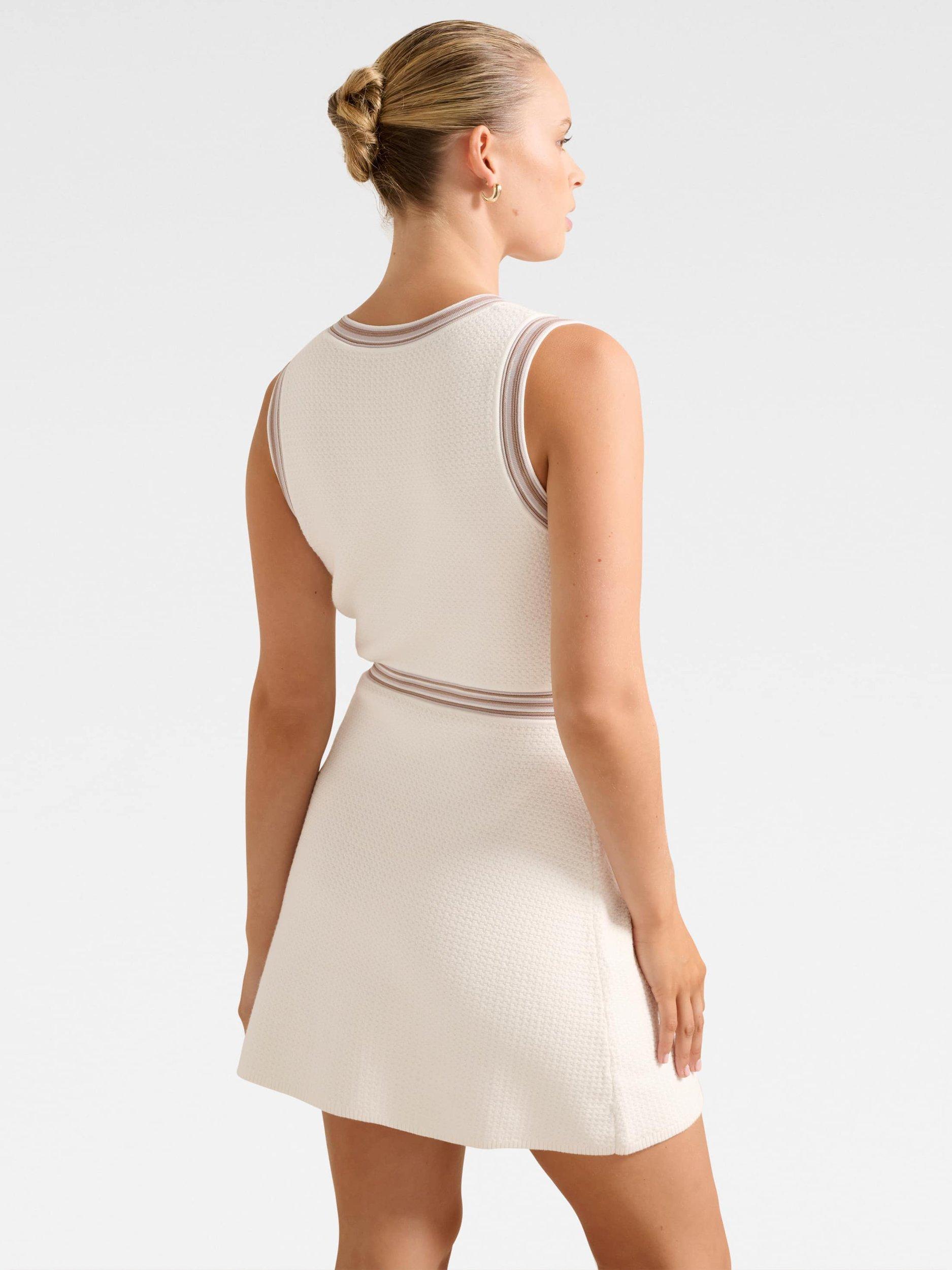 Product image 2 of 5, which shows Forever New Sabrina Stripe Detail Knitted Mini Dress, Porcelain, 4