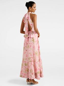 Forever New Petite Serena Floral Peplum Waist Dress, Coral - view 2, Coral