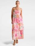 Forever New Shauna Floral Tiered Midi Dress, Pink