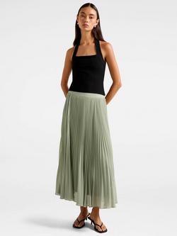 Forever New Aurora Pleated Midi Skirt, Soft Sage, Soft Sage
