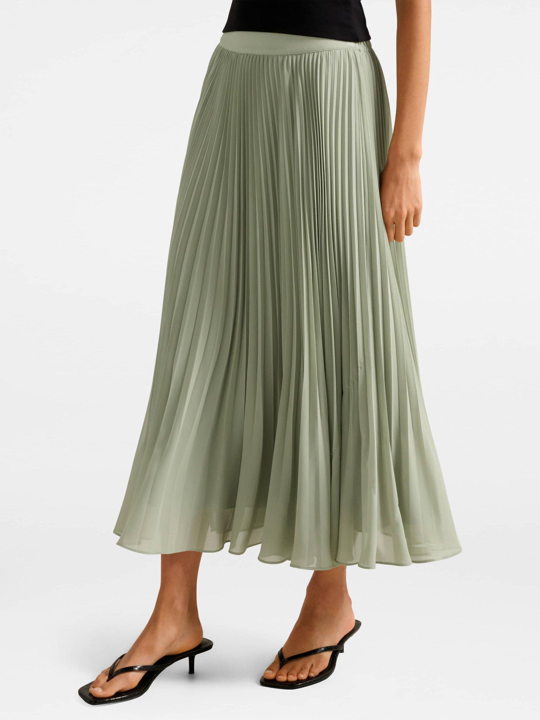 Product image 3 of 4, which shows Forever New Aurora Pleated Midi Skirt, Soft Sage, 4