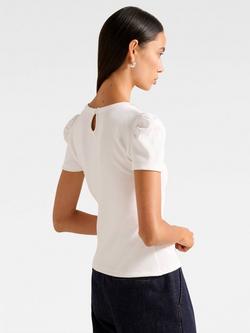 Forever New Emilia Embellished Neck T-Shirt, Porcelain - view 2, Porcelain