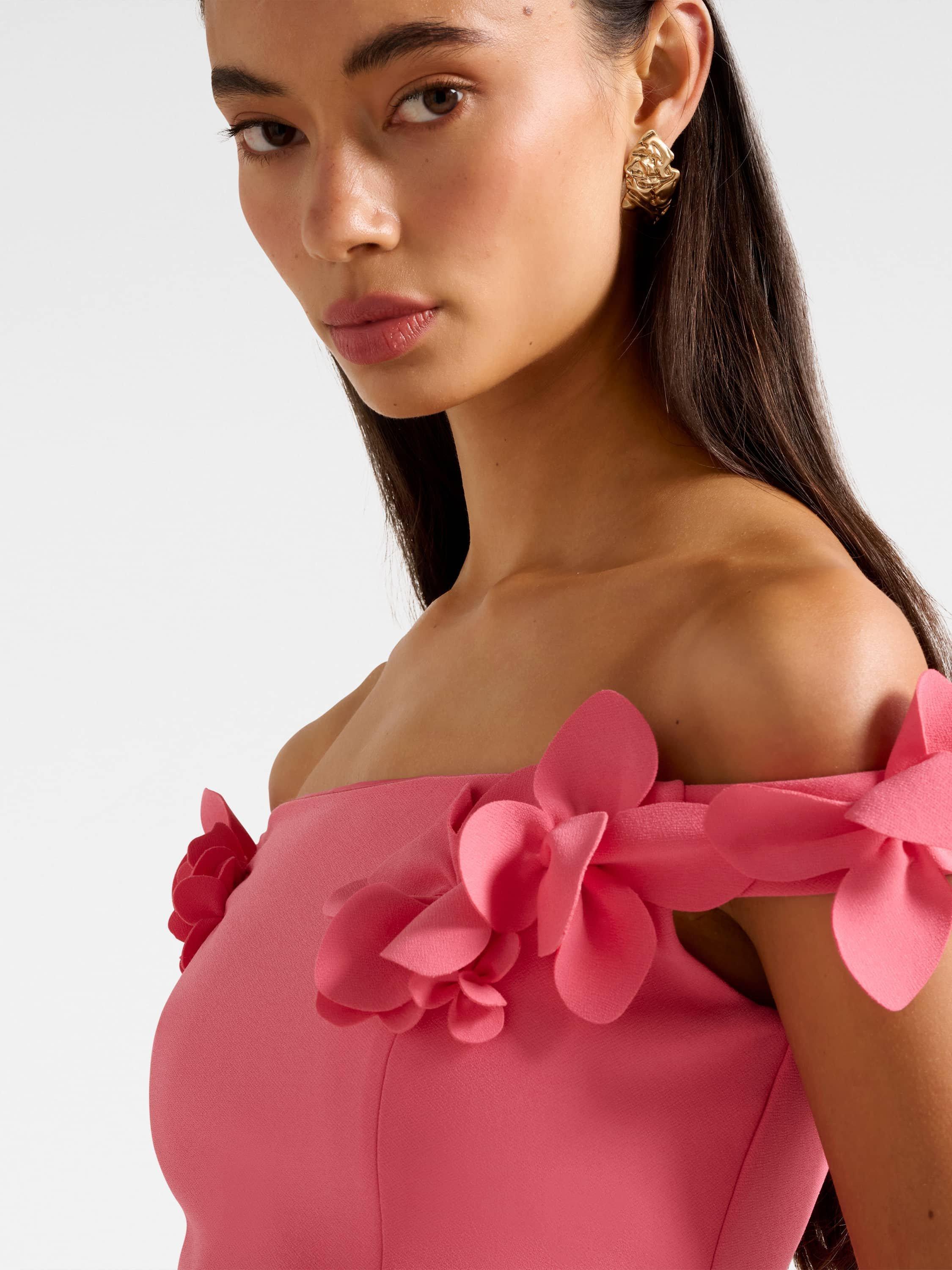 Product image 4 of 5, which shows Forever New Faye Applique Bardot Neck Top, Pink, L