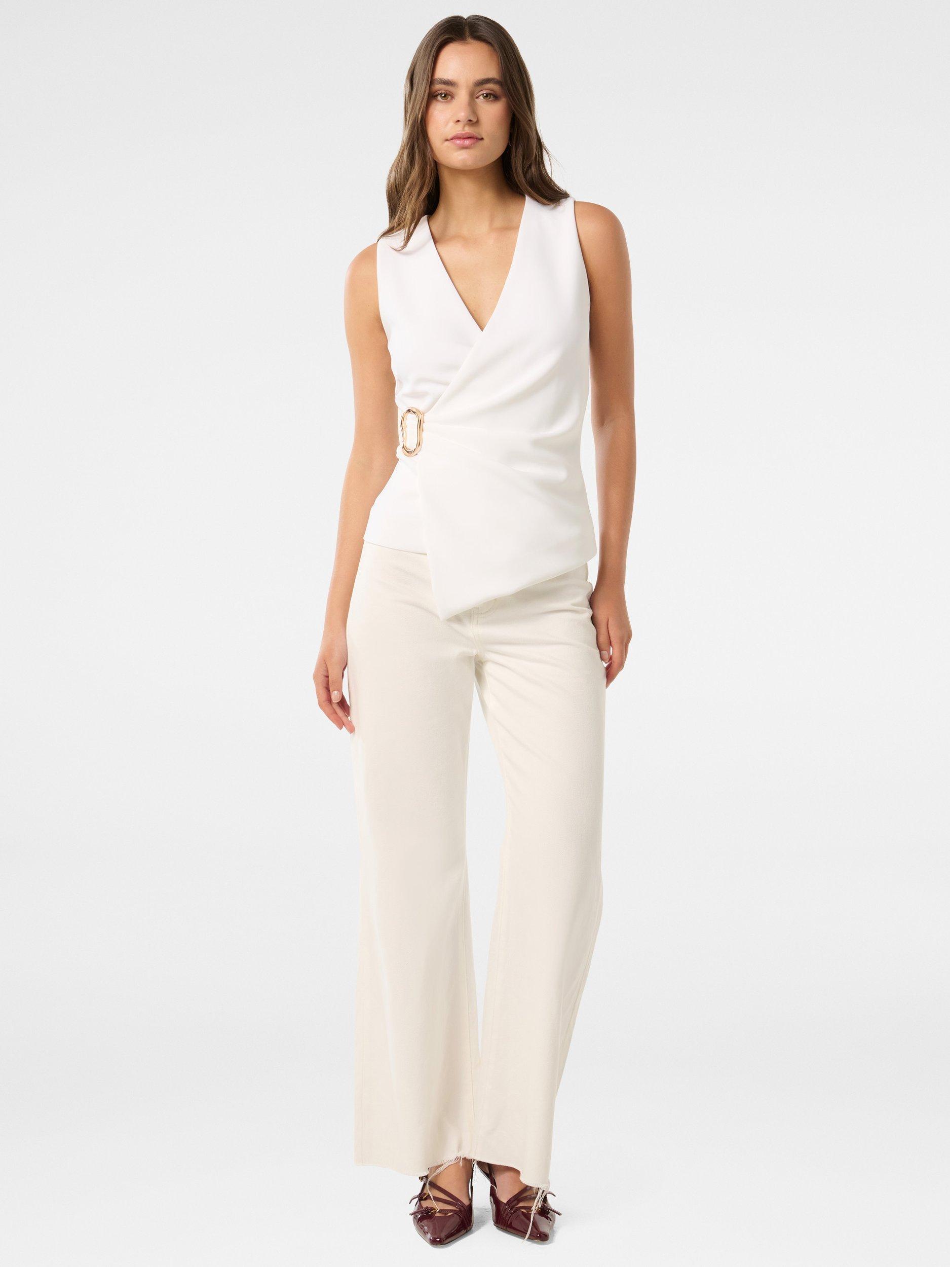 Product image 5 of 5, which shows Forever New Jacqueline Crepe Wrap Top, Porcelain, L