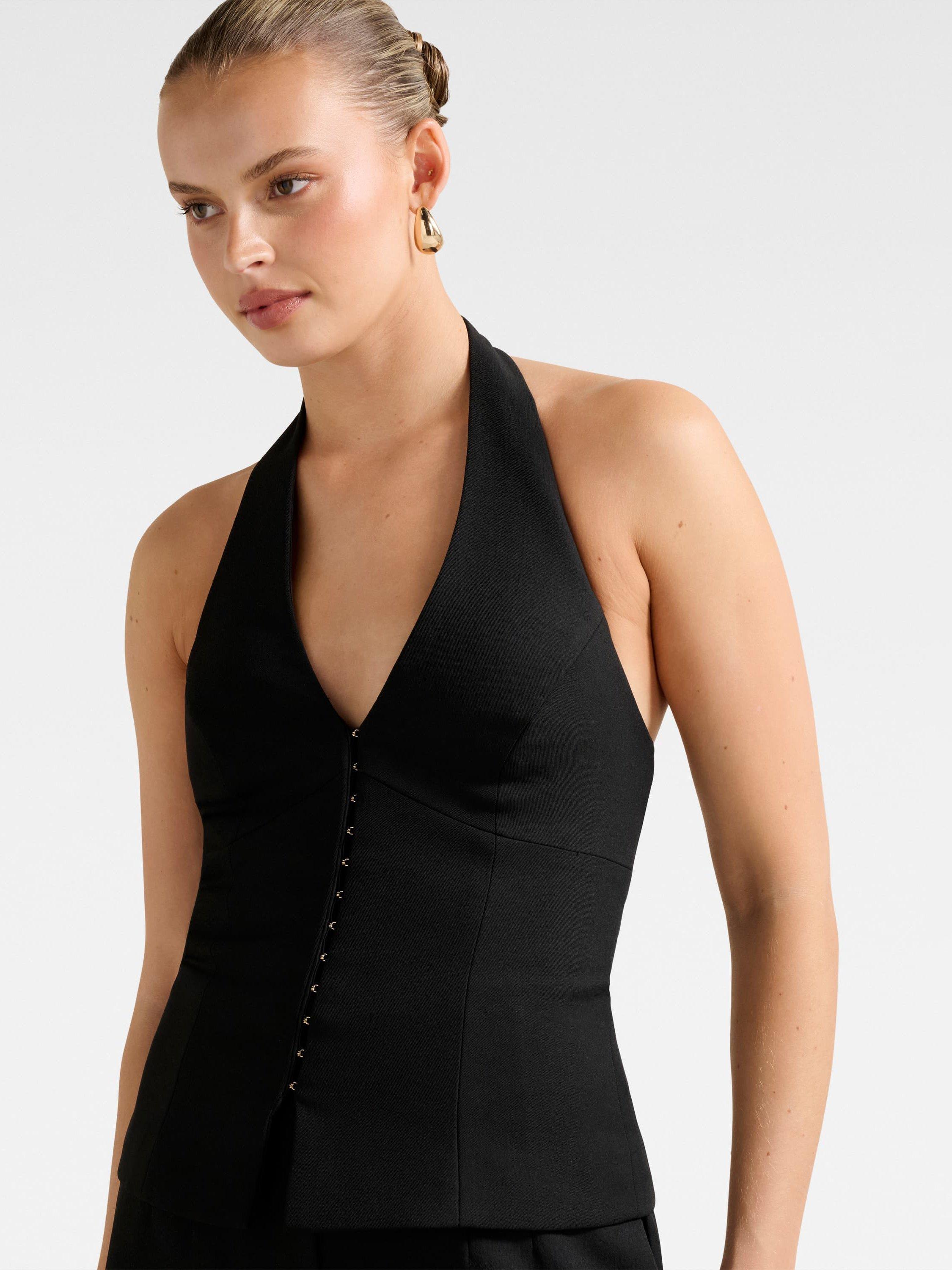 Product image 4 of 5, which shows Forever New Ricki Halterneck Top, Black, 4