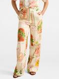 Forever New Ola Linen Blend Wide Leg Trousers, Almada, Almada