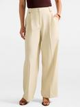 Forever New Gigi Button Tab Wide Leg Trousers, Oatmeal