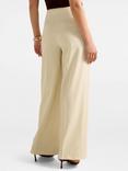 Forever New Gigi Button Tab Wide Leg Trousers, Oatmeal