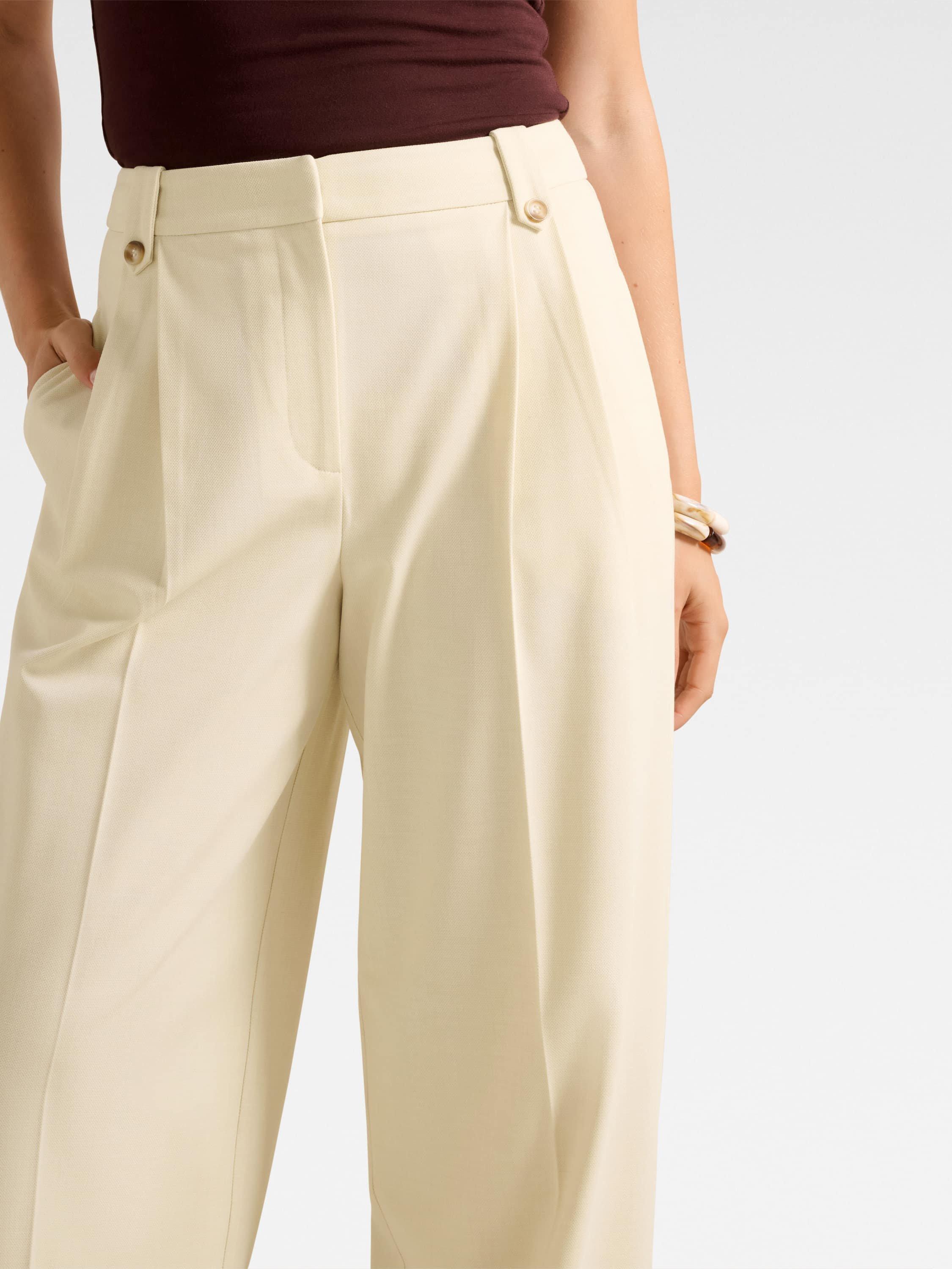 Product image 4 of 5, which shows Forever New Gigi Button Tab Wide Leg Trousers, Oatmeal, 4