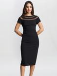 Gina Bacconi Danielle Illusion Neck Dress, Black