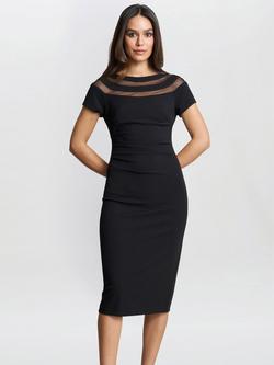 Gina Bacconi Danielle Illusion Neck Dress, Black, Black