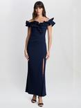 Gina Bacconi Viola Ruffle Detail Maxi Dress, Navy