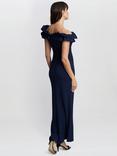 Gina Bacconi Viola Ruffle Detail Maxi Dress, Navy