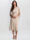 Gina Bacconi Ciara Metallic Knit Midi Dress, Gold/Silver