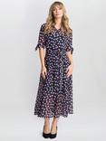 Gina Bacconi Adrienne Spot Shirt Dress, Black/Pink