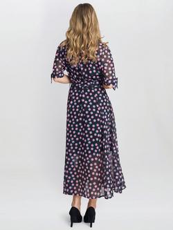 Gina Bacconi Adrienne Spot Shirt Dress, Black/Pink - view 2, Black/Pink