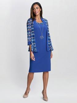 Gina Bacconi Sofia Abstract Dress & Jacket Set, Cobalt, Cobalt