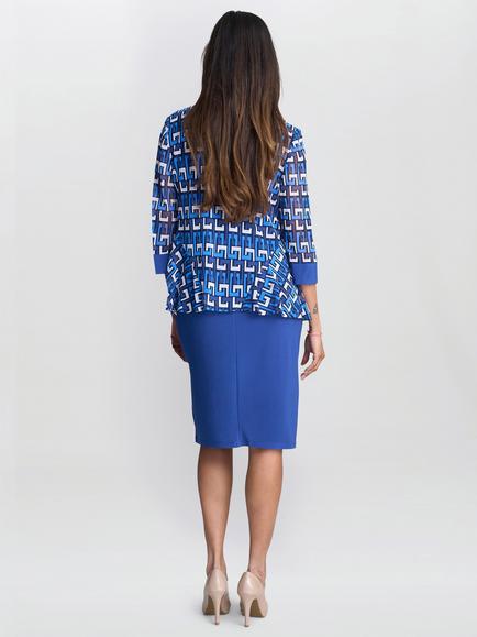 Gina Bacconi Sofia Abstract Dress & Jacket Set, Cobalt - view 2, Cobalt