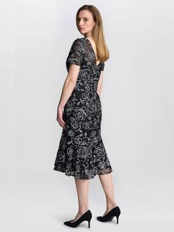 Gina Bacconi Savannah Corded Lace Dress, Black/Ivory - view 2, Black/Ivory