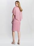 Gina Bacconi Sonya Brooch Pleated Dress, Rose