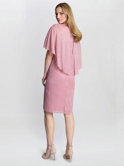 Gina Bacconi Sonya Brooch Pleated Dress, Rose - view 2, Rose