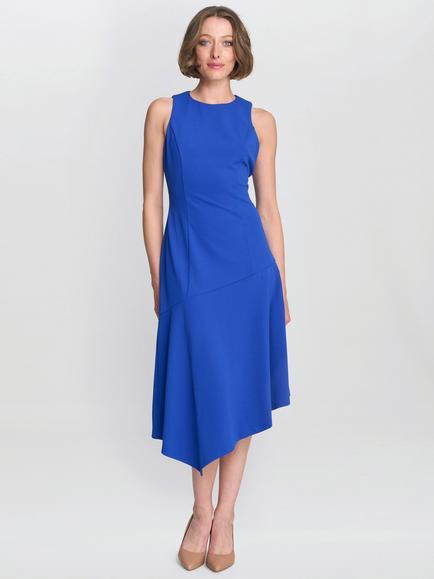 Gina Bacconi Maureen Crepe Midi Dress, Cobalt, Cobalt