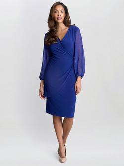 Gina Bacconi Elaine Stud Sleeve Wrap Dress, Royal, Royal