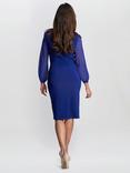Gina Bacconi Elaine Stud Sleeve Wrap Dress, Royal