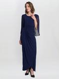 Gina Bacconi Jersey & Chiffon Wrap Dress, Navy