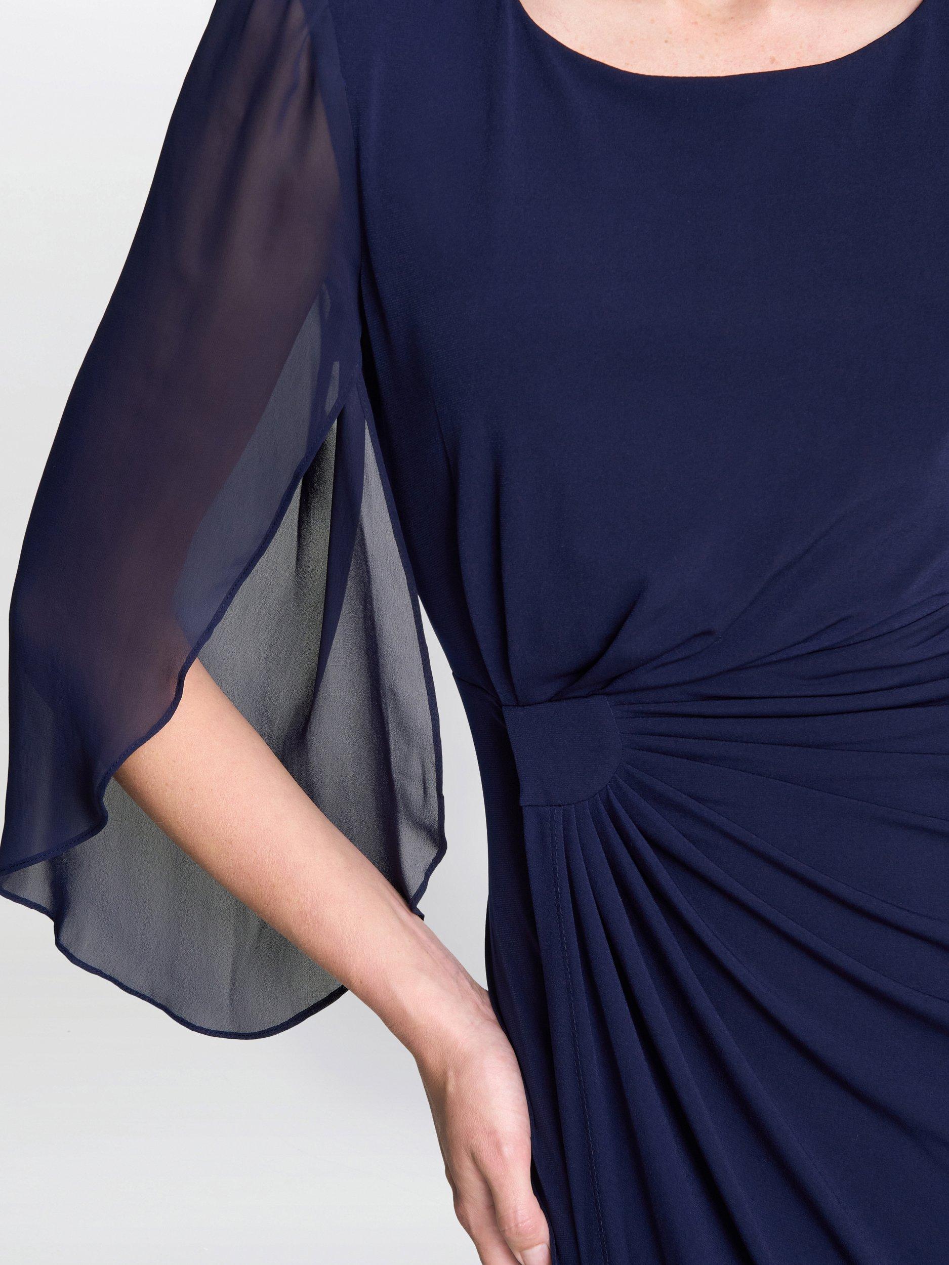 Product image 5 of 7, which shows Gina Bacconi Jersey & Chiffon Wrap Dress, Navy, 8