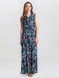 Gina Bacconi Reagan Floral Shirt Dress, Black/Pink