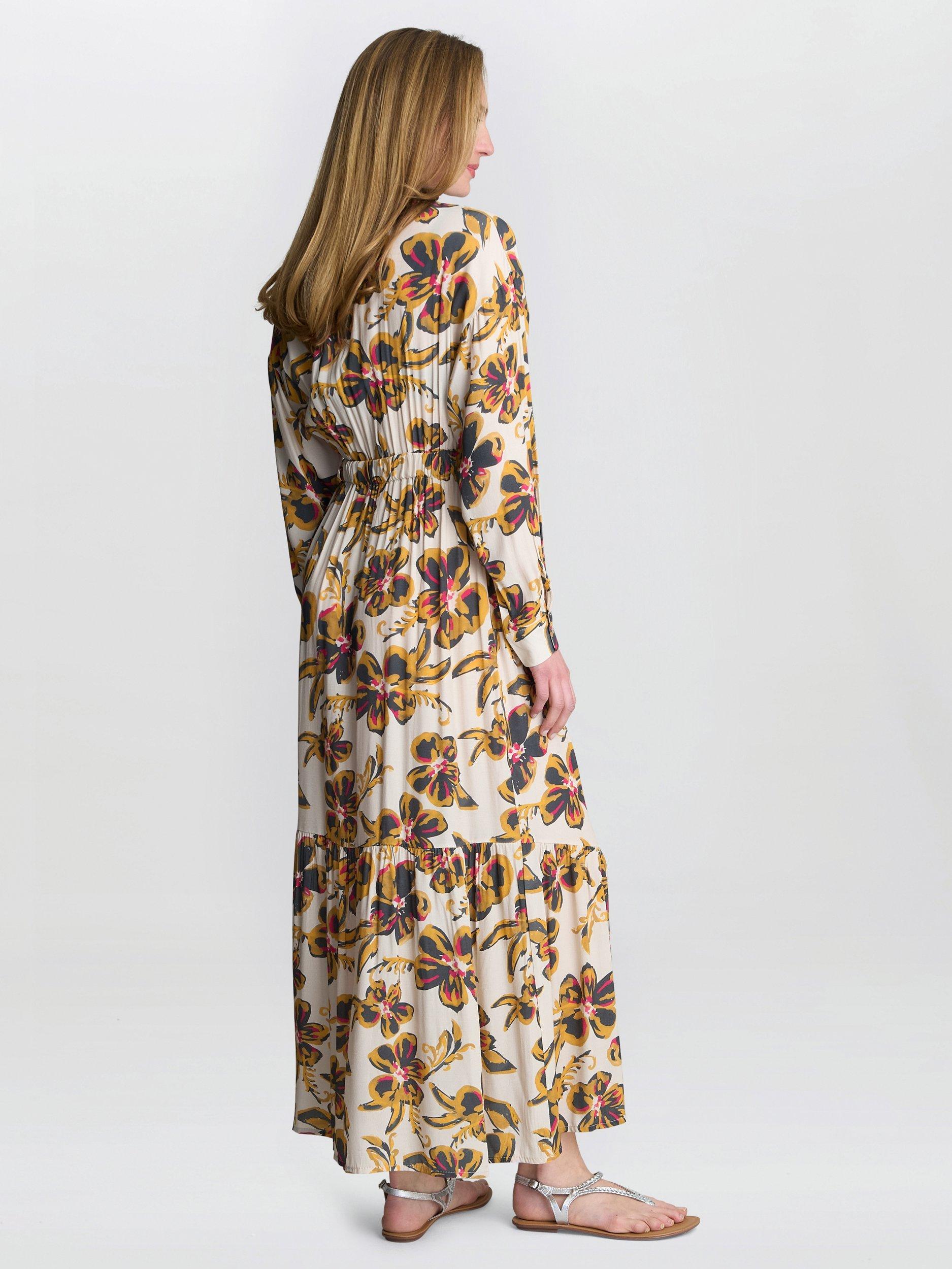 Product image 2 of 5, which shows Gina Bacconi Rosalee Floral Belted Dress, Beige/Cream, S