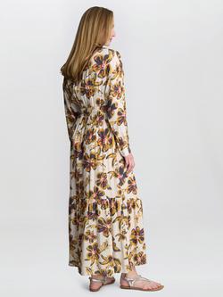 Gina Bacconi Rosalee Floral Belted Dress, Beige/Cream - view 2, Beige/Cream