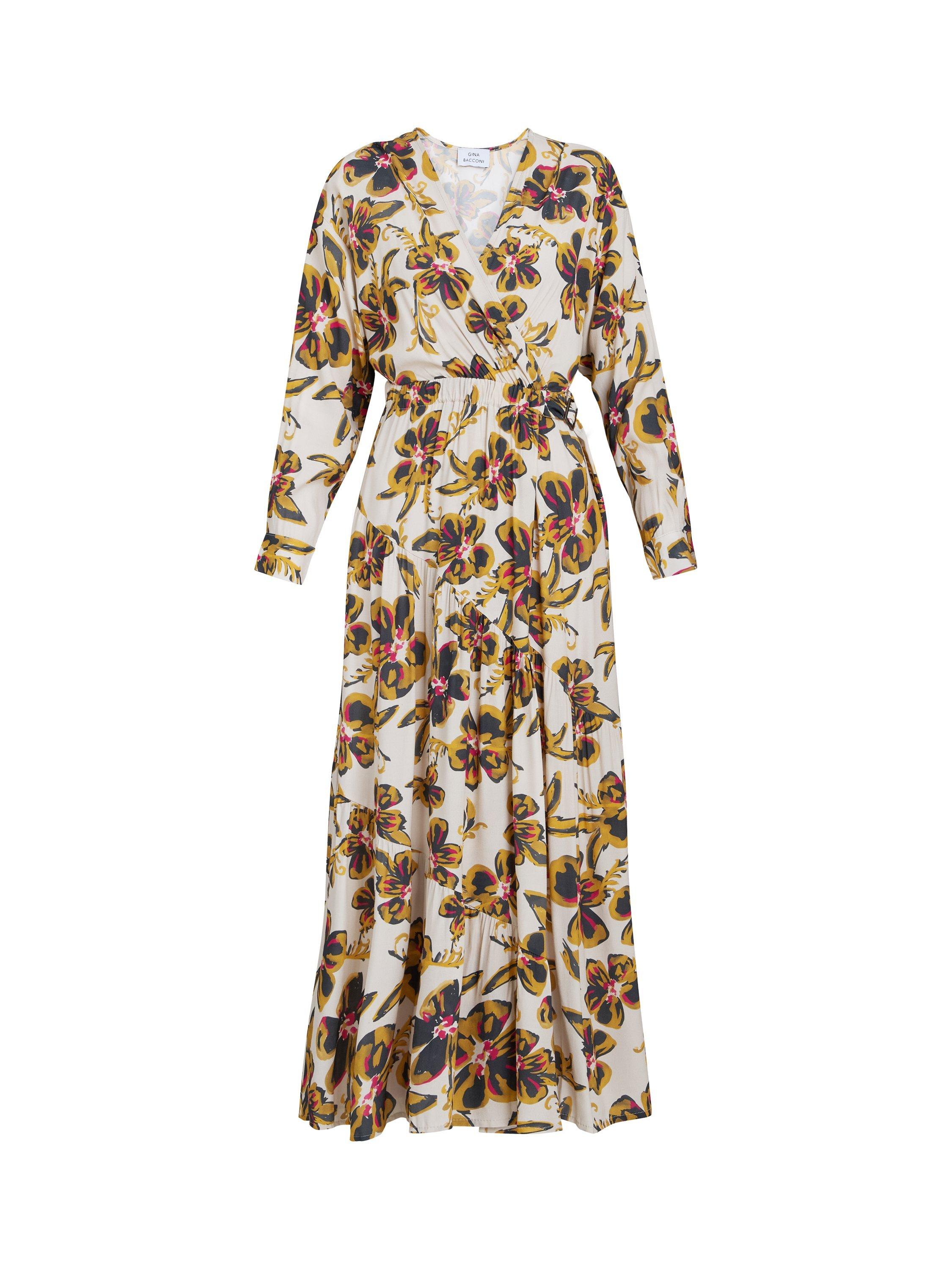 Product image 4 of 5, which shows Gina Bacconi Rosalee Floral Belted Dress, Beige/Cream, S