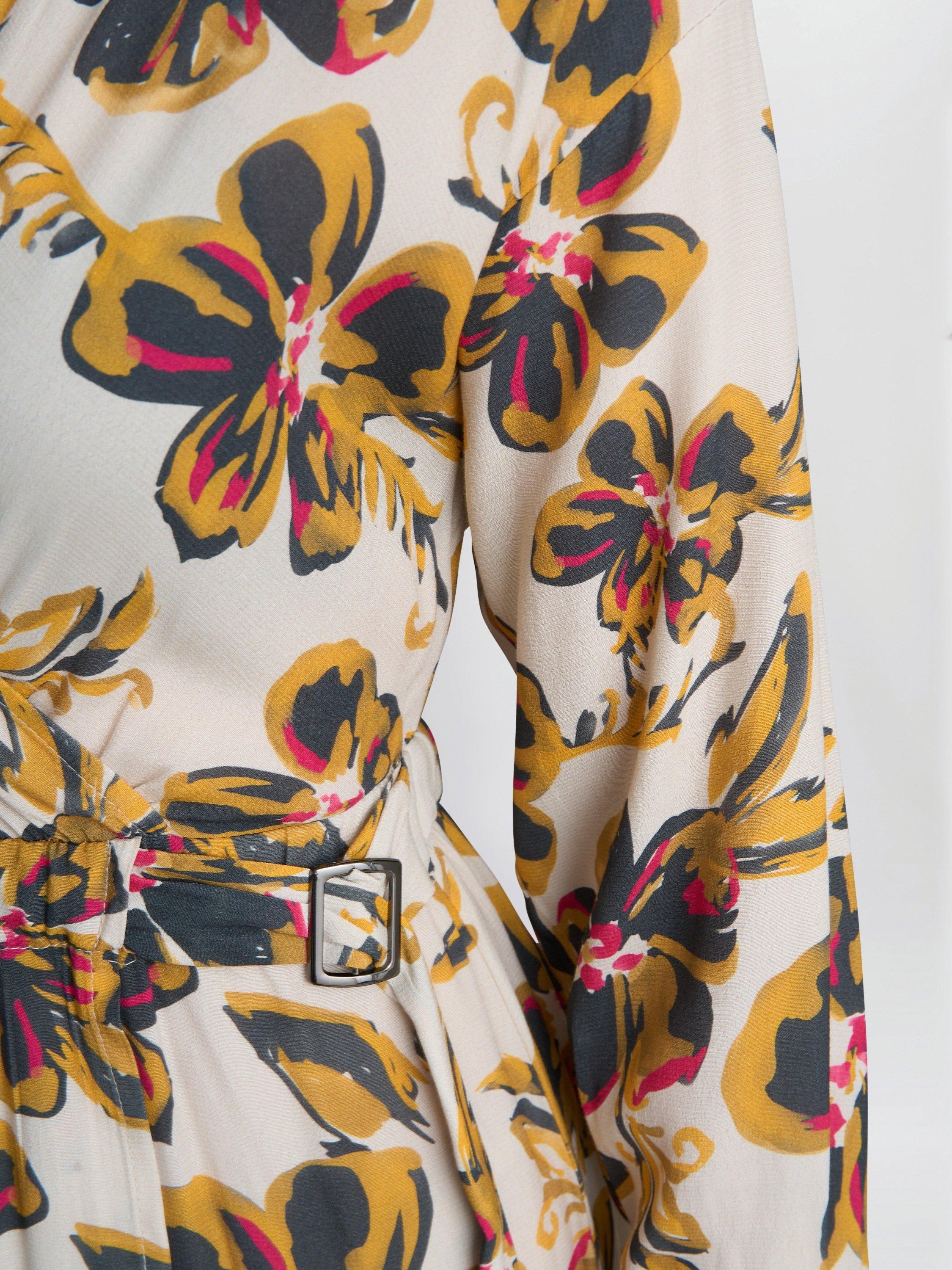 Product image 5 of 5, which shows Gina Bacconi Rosalee Floral Belted Dress, Beige/Cream, S
