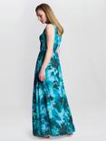 Gina Bacconi Roxanna Botanic Floral Sleeveless Dress, Blue/Green