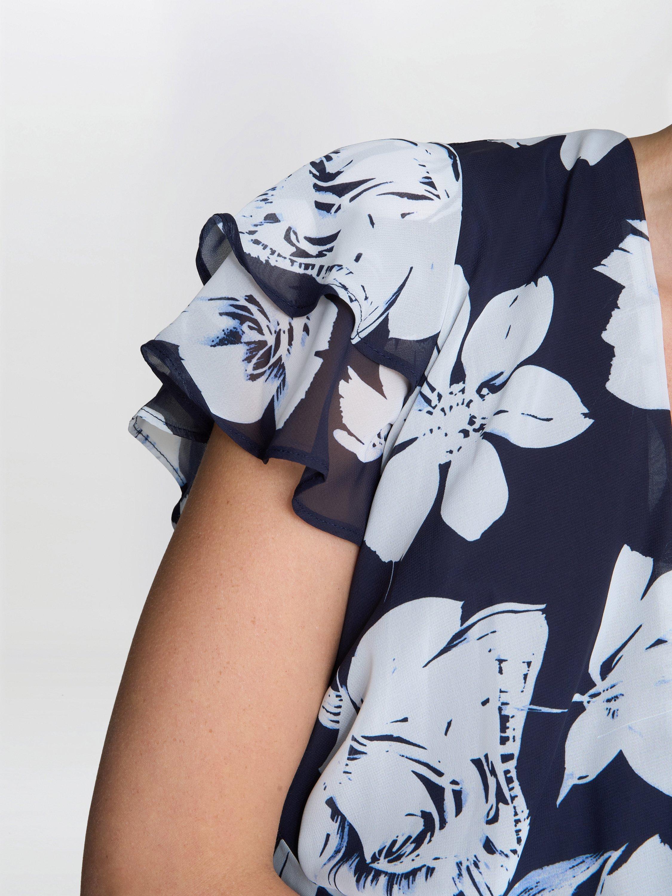 Product image 7 of 7, which shows Gina Bacconi Teresa Floral Chiffon Dress, Navy/Multi, 10