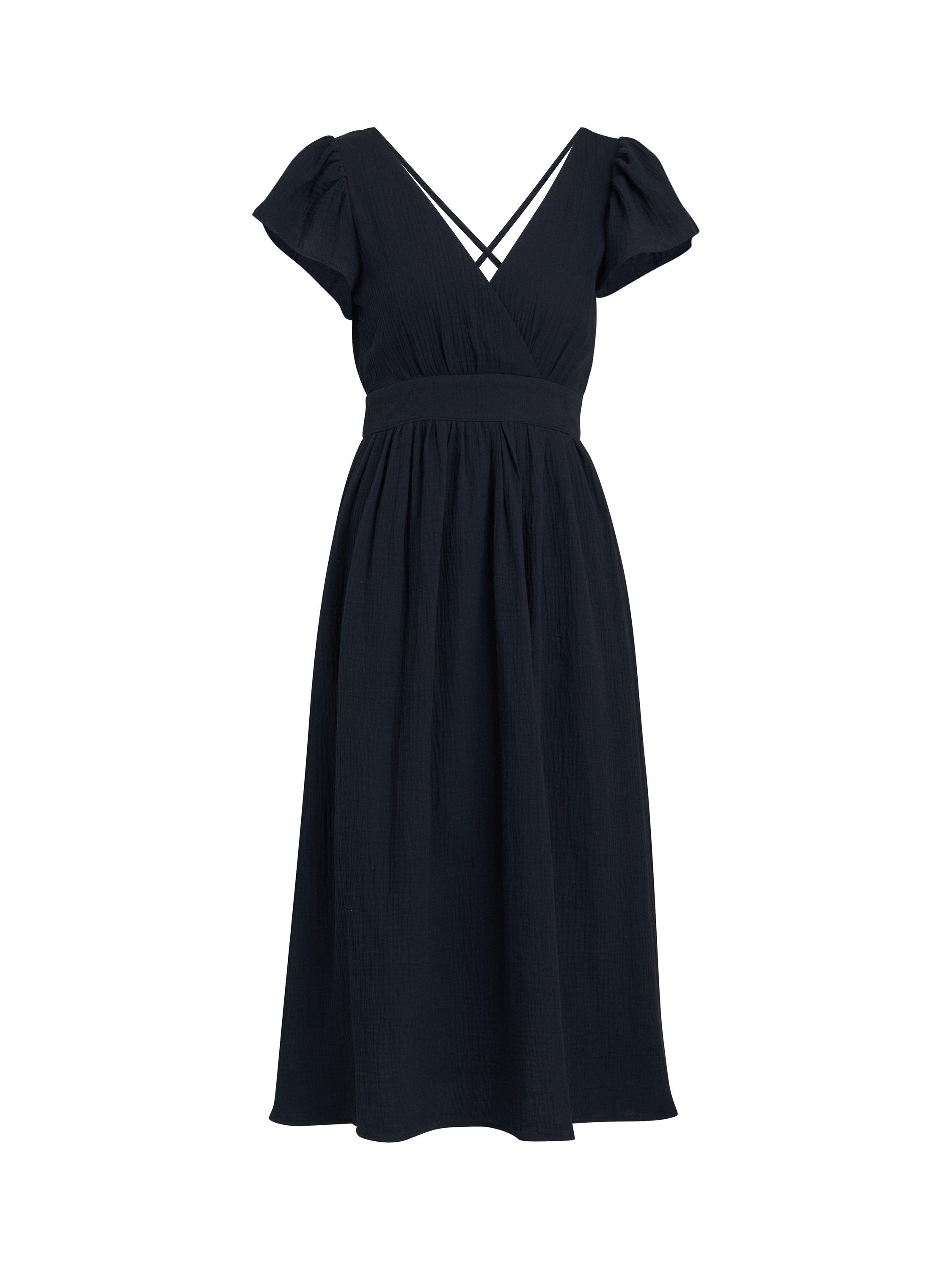 Product image 2 of 2, which shows Gina Bacconi Dove Open Back Maxi Dress, Black, S-M