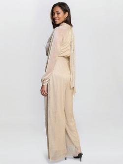 Gina Bacconi Kylie Metallic Knit Jumpsuit, Gold/Multi - view 2, Gold/Multi