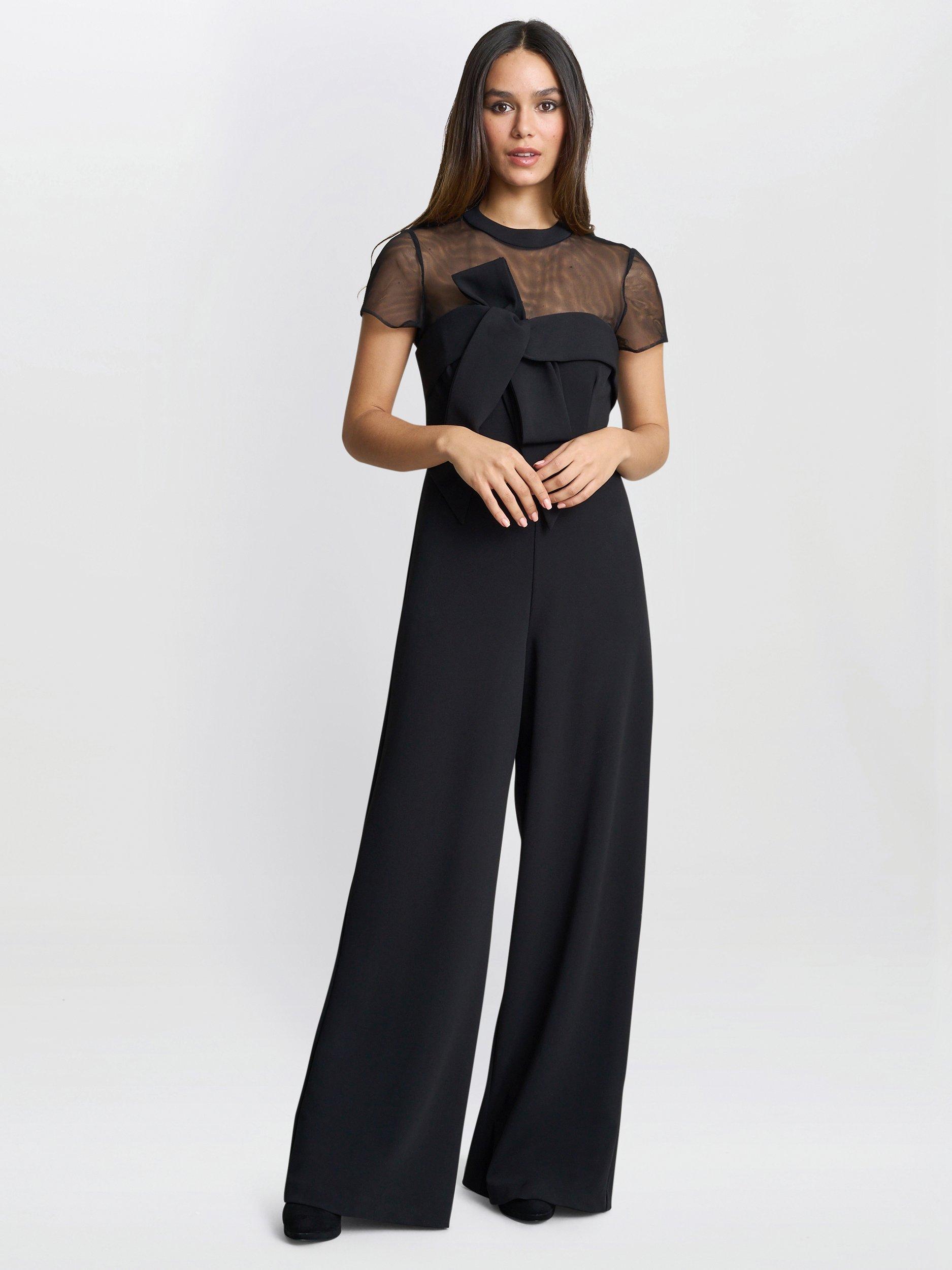 Product image 1 of 5, which shows Gina Bacconi Charlene Wide Leg Jumpsuit, Black, 10