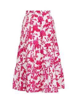 Gina Bacconi Floral Tiered Skirt, Fuchsia - view 2, Fuchsia