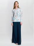 Gina Bacconi Violetta Diamante Floral Jumper, Grey/Multi