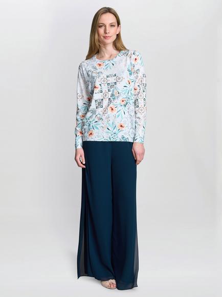 Gina Bacconi Violetta Diamante Floral Jumper, Grey/Multi, Grey/Multi