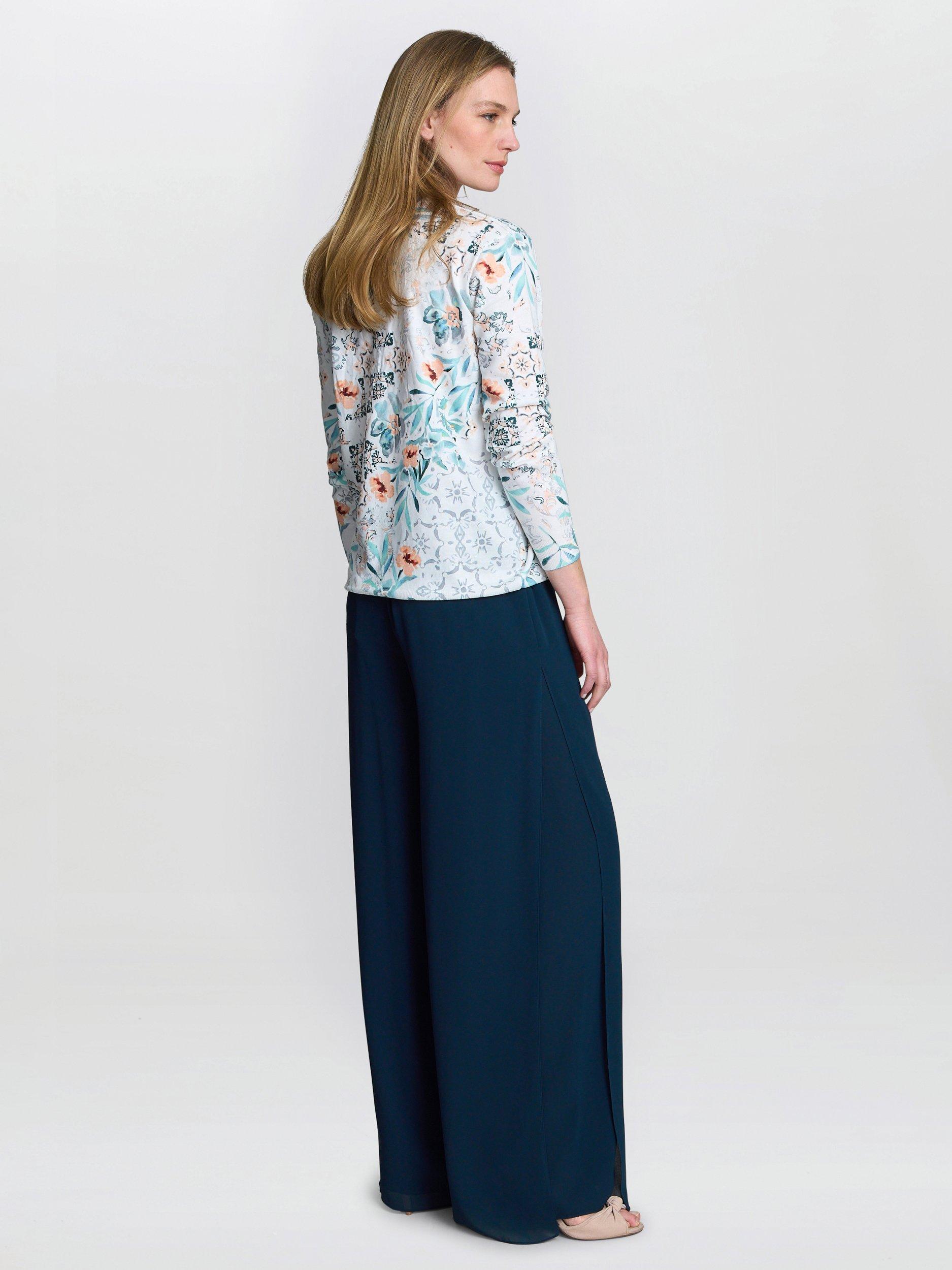 Product image 2 of 5, which shows Gina Bacconi Violetta Diamante Floral Jumper, Grey/Multi, S-M