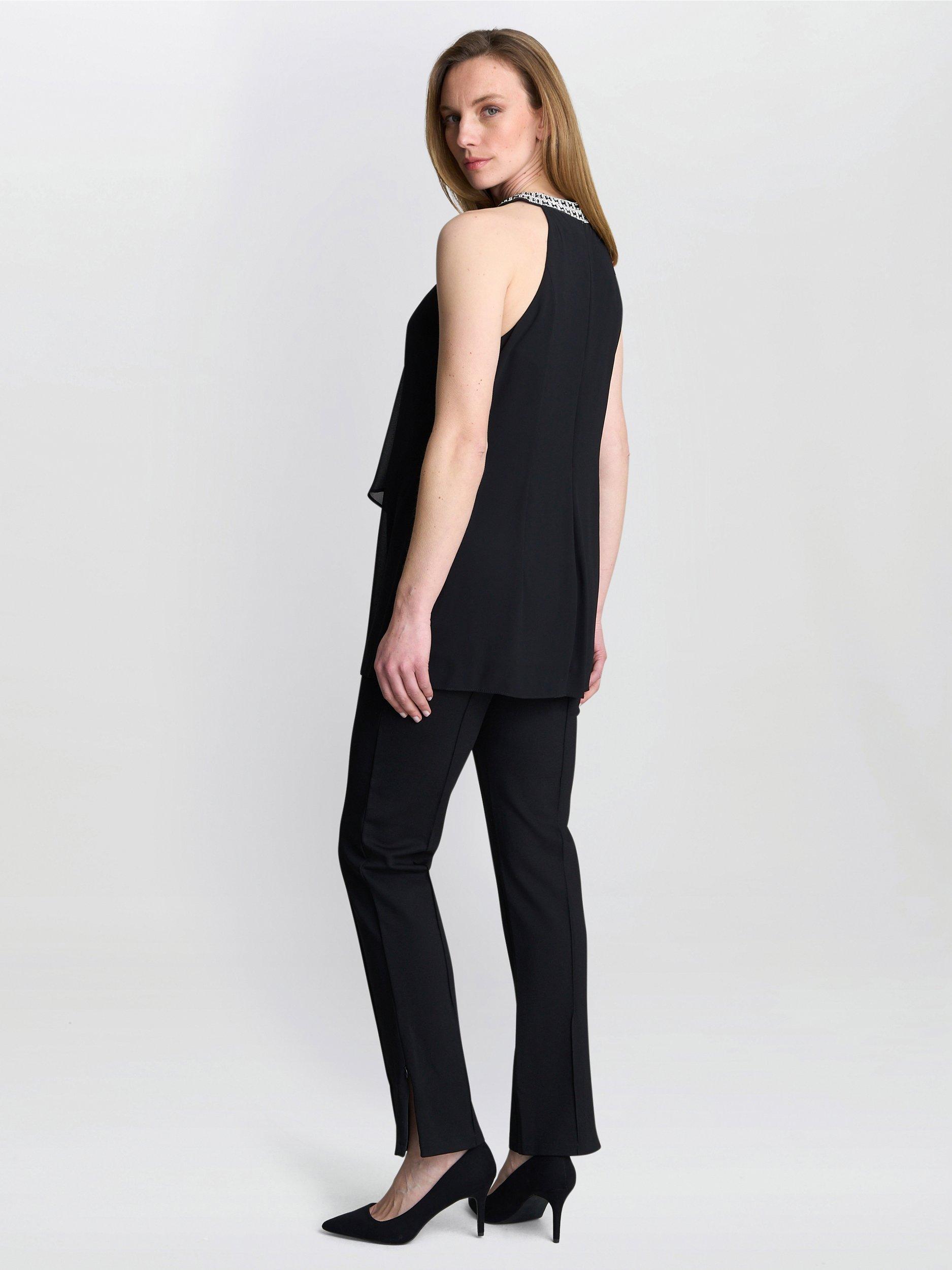 Product image 2 of 5, which shows Gina Bacconi Elle Beaded Neck Top, Black, S