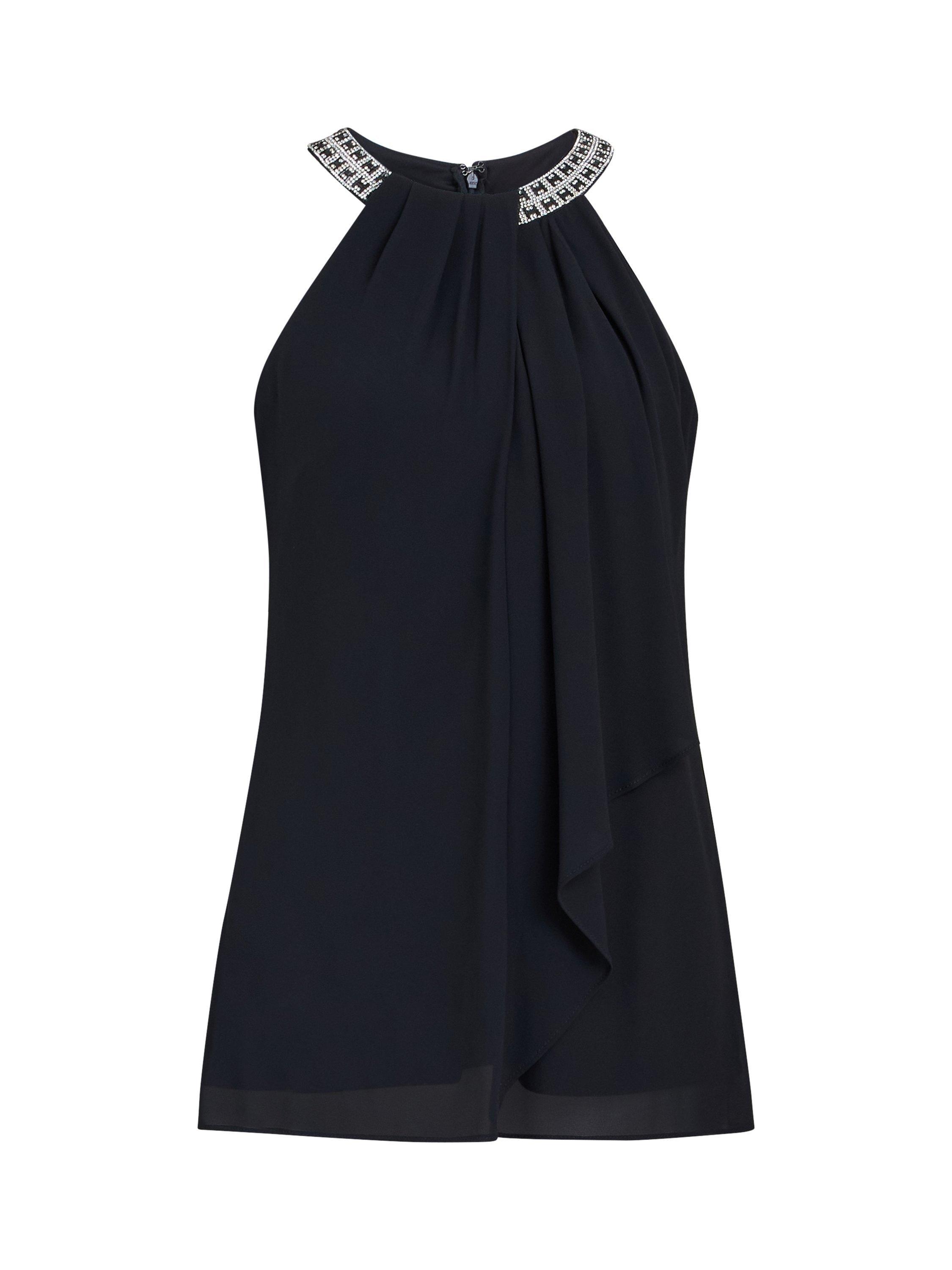 Product image 4 of 5, which shows Gina Bacconi Elle Beaded Neck Top, Black, S