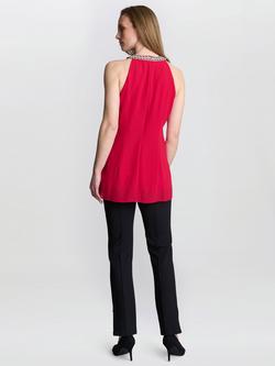 Gina Bacconi Elle Beaded Neck Top - view 2, Red